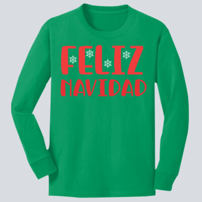 Youth Long Sleeve Shirt - Winter Holidays - Feliz Navidad - Red Thumbnail