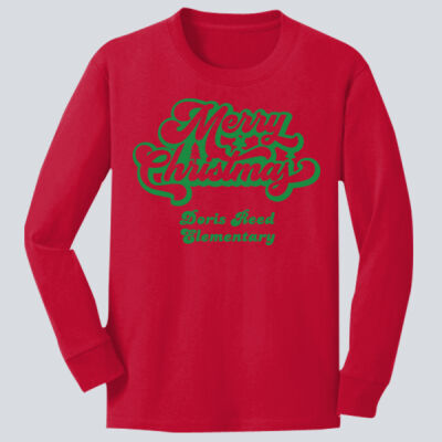 Youth Long Sleeve Shirt - Winter Holidays - Merry Christmas - Green Thumbnail